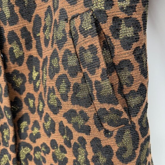 Dolce Cabo Leopard Print Long Coat – Brown/Gold – Size S - Picture 5 of 14
